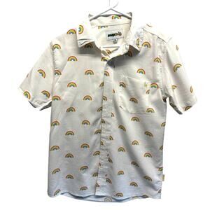 Tipsey Elves Rainbow Blouse Women Button Up XS EUC light cotton